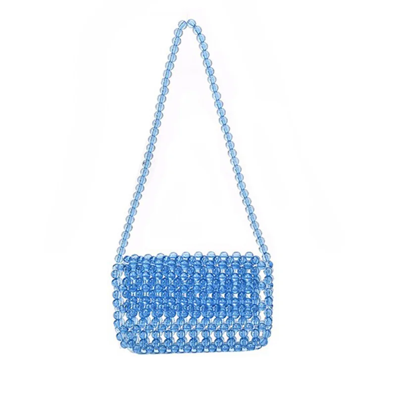 

2021 Summer Mini-pocket-bag Girls Fashion Transparent Beaded Messenger Bag Purse