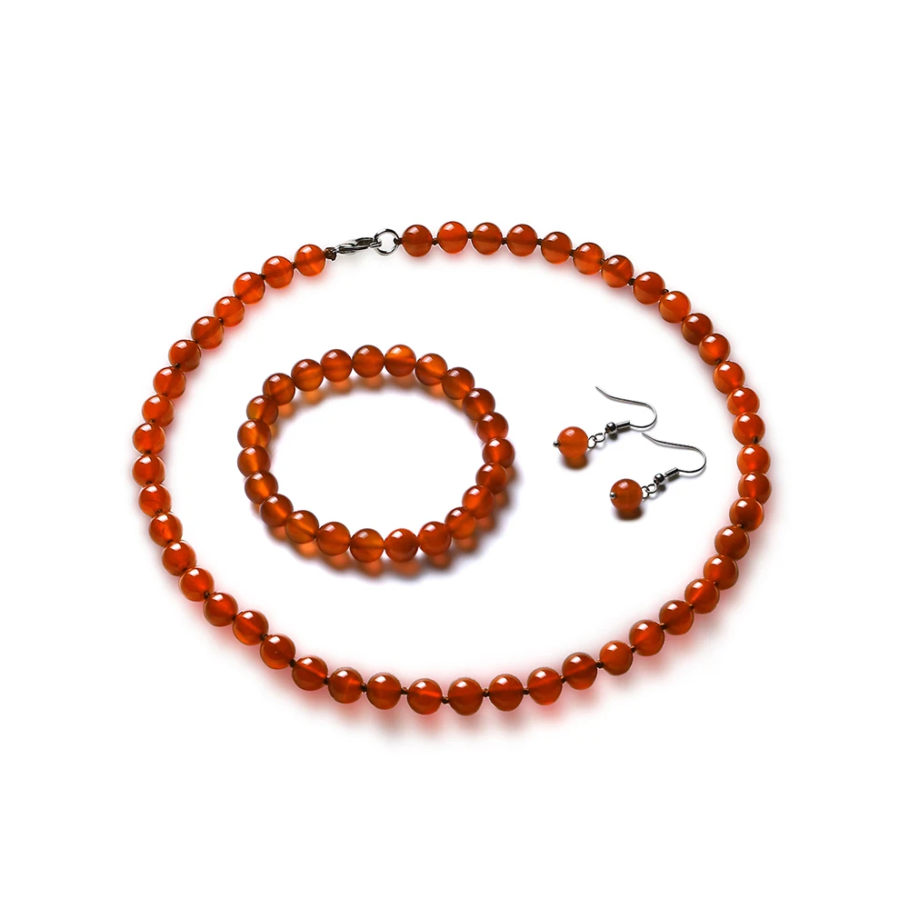 

wholesale fashion 8mm natural jade agate loose gemstone round red stone beads women jewelry set with earring necklace bracelet, Red/yellow/black/blue/