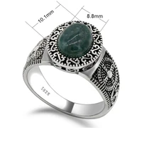 

Wholesale 925 Sterling Silver Green Natural Jade Stone Men Women Rings,Vintage Retro Finger Ring for Women Men Fashion Jewelry