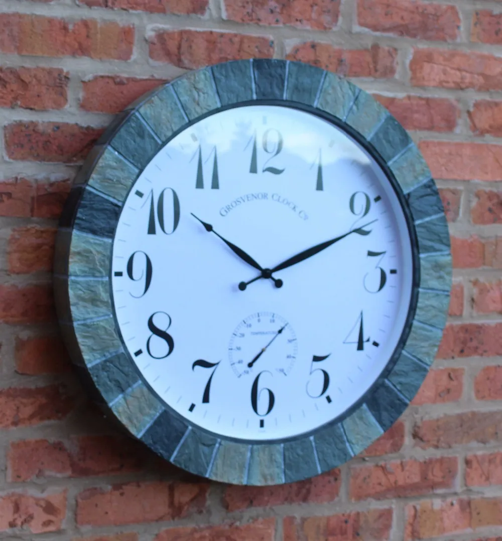 17.3" Oversized Slate Effect Resin Outdoor Garden Wall Clock Buy