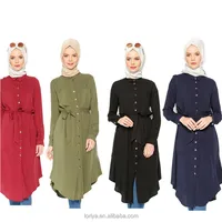 

Manufacture fancy dubai abaya long sleeve blouse malaysia muslim tops tunic dress islamic clothing women wear blouse