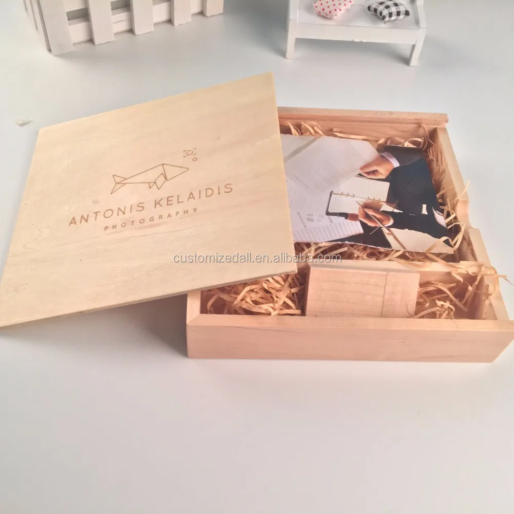Custom Photo Unique Album Box USB Stick Wood 4GB 8GB 16GB 32GB Memory Stick Pendrive for Photography Wedding - ANKUX.COM