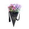 Cardboard black cone flower gift box with ribbon handle