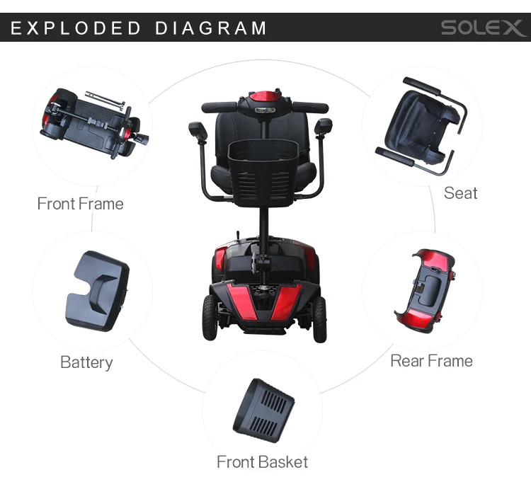 China Lightweight Folding 4 Wheel Electric Mobility Scooter for elderly