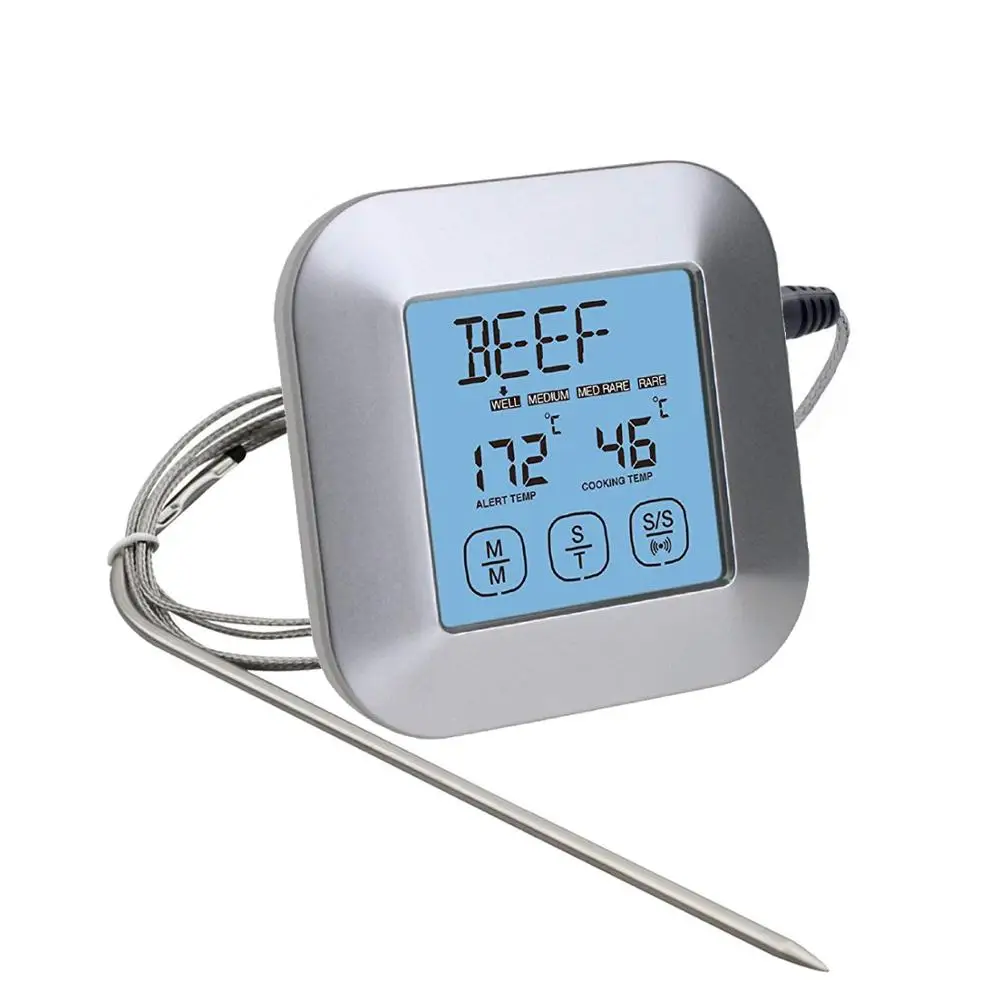 

2 in One Touch Screen Digital Kitchen Food Thermometer with Kitchen Timer, Sliver;any pantone color is available