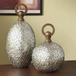 Image of wholesale chinese home decoration antique silver resin flower vase