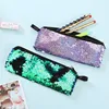 Multifunction Personalised A Glitter Zipper Color Sequin School Pencil Case