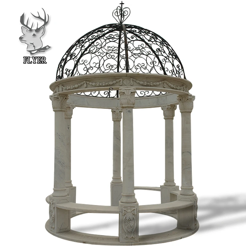 Nature white marble stone gazebo columns for sale 