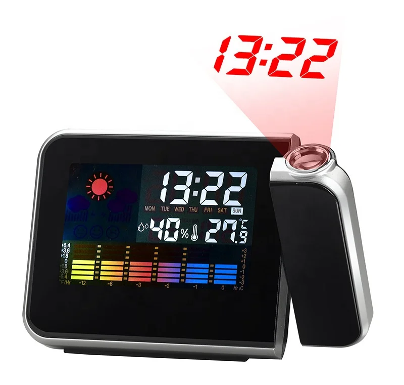 

KH-CL002 KING HEIGHT Table LED Back Light Desk Colorful Digital Projection Alarm Weather Station Clock