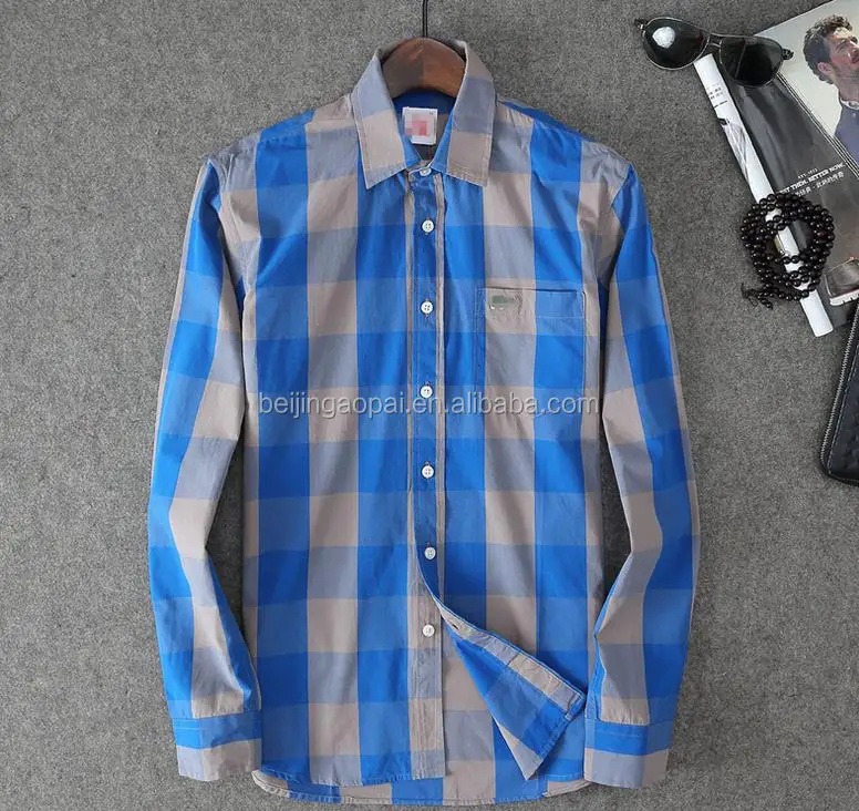 
2020 shirt factory brand names fashion blue mens plaid flannel shirts 