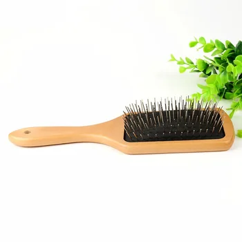 Stain Steel Pins Wooden Handle Detangling Hair Brush Wholesale