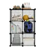 6 Cubes Mesh stacking storage basket shelf organizer black color (FH-ALW0023)
