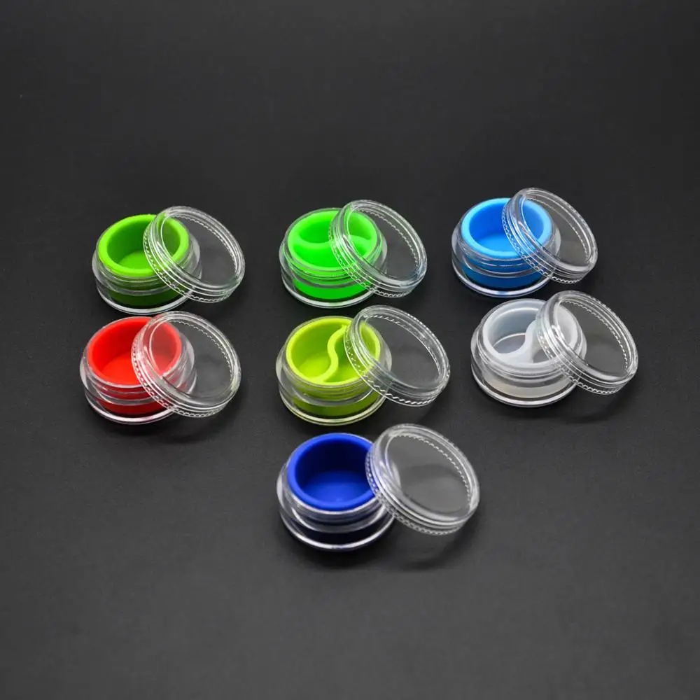 Pl228 10pcs Plastic Dab Container With Nonstick Silicone Inner For