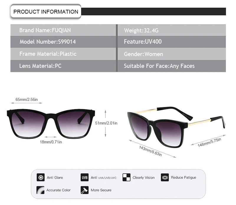 Ready Stock Small Square Frame Cat Eye UV400 Gradient Women Sunglasses