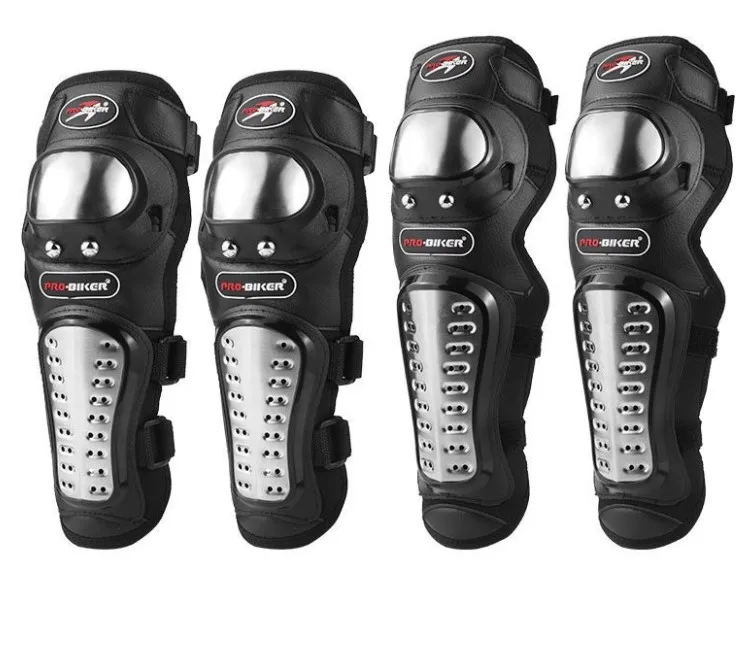

4pcs Motorcycle Elbow Knee pads guard Stainless Steel Kneepad Racing Gear Protector, Black