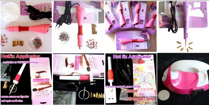 100% Excellent Black Color 12pcs/lot Nail Art Hot Fix Rhinestone Pen for DIY Usage With Different Colors