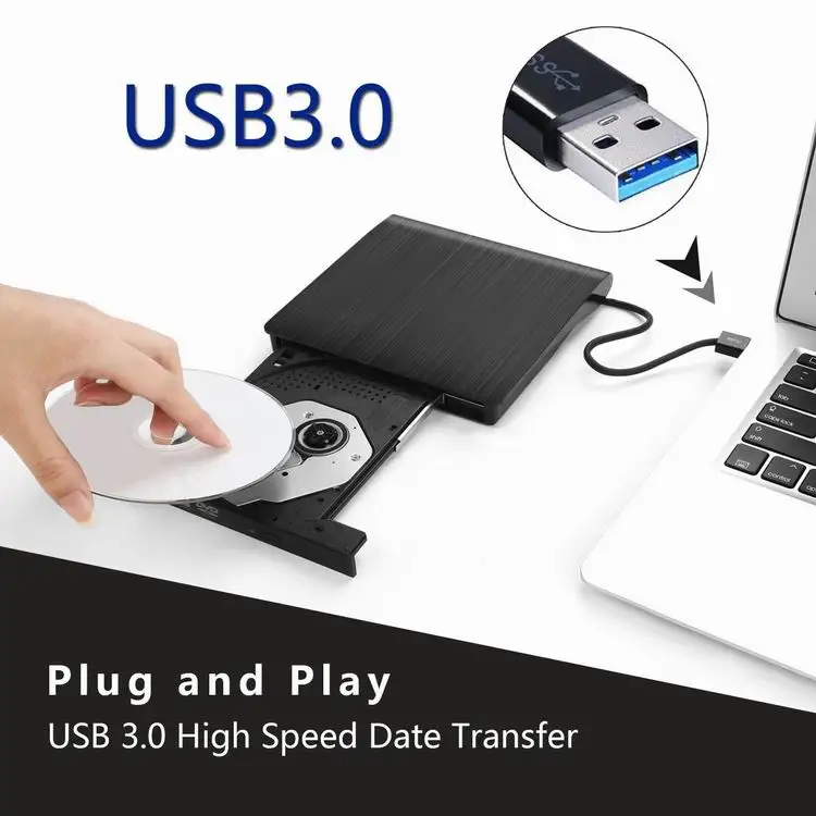 
External DVD/CD Drives Portable CD DVD +/-RW Optical Drive Burner High Speed Data Transfer USB 3.0 Compatible with PC Desktop 