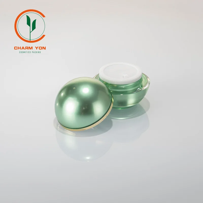 
Guangzhou wholesale green ball shape Acrylic Cosmetic empty container 15g Eye Cream Jar for Cosmetic Packaging 