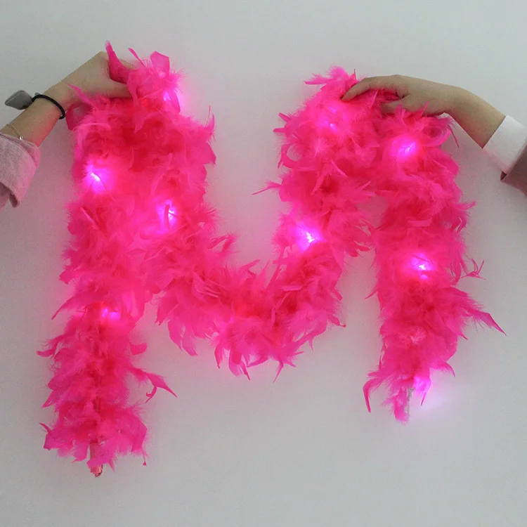 Bar Party Event Supplier Led Light Up White Feather Boa For Wedding