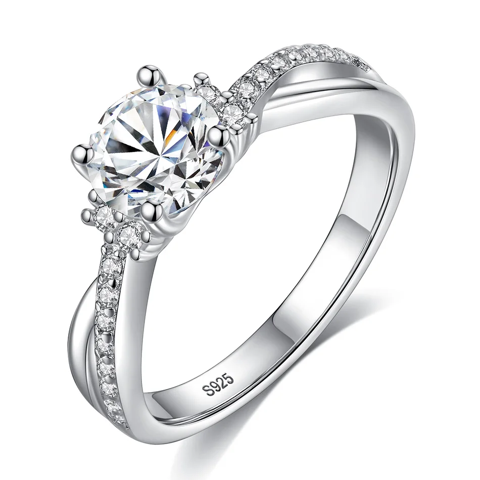 

Wholesale price 925 Sterling Silver Round White Diamond Wedding ring Rose Gold Ring for women Silver Jewelry Ring