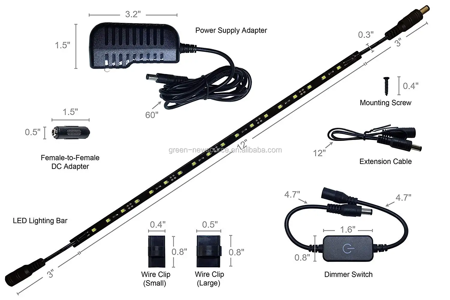 New Led Safe Lighting Kit 6 Pack Dimmer Switch 12"" Light Bars 5000k
