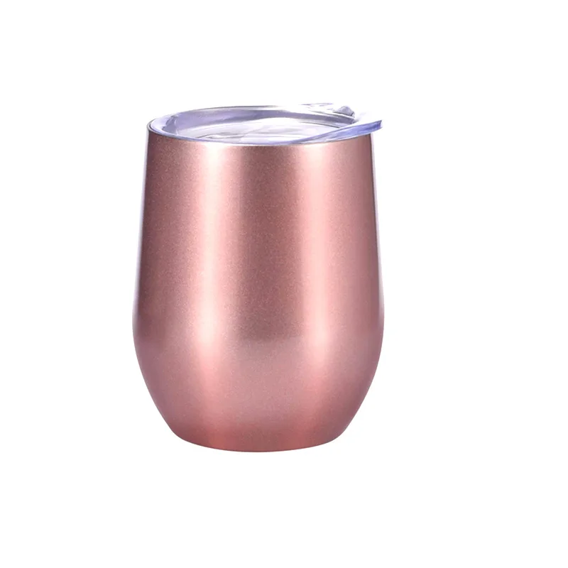 

12oz stainless steel rose gold wine cup, Wholesale Double Wall Insulated Vacuum Wine Tumbler With Lid