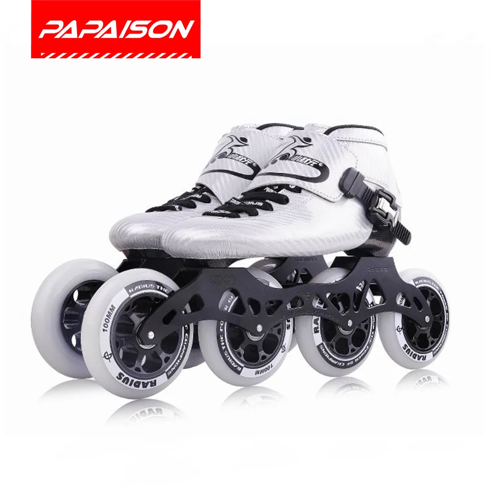 

Top quality Super lighter Professional 3*110mm carbon fiber speed Inline Skate, Gold ,silver