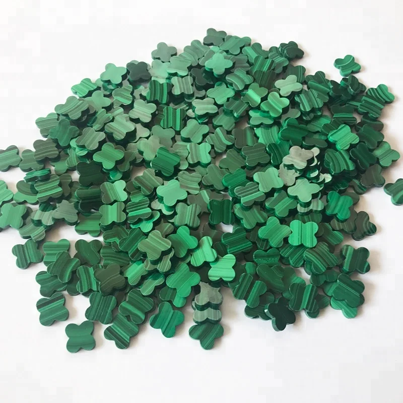 

Stone four leaf clovers,natural malachite four leaf clovers for jewelry making, Green