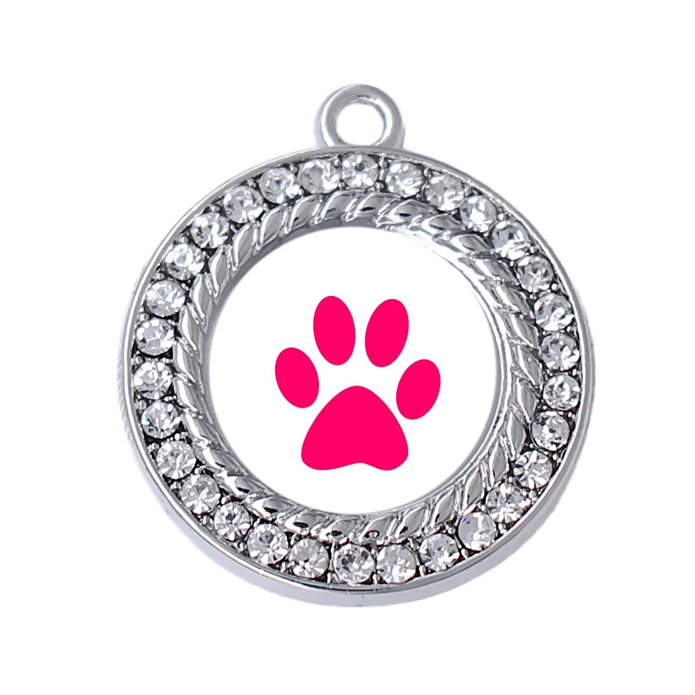 

C110318385 Silver crystal jewelry DIY footprint sticker series charm pendant for lovers dog gift, N/a