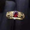 European palace vintage gemstone jewelry 18k gold South Africa real diamond 0.6ct natural red ruby ring for women