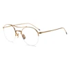Titanium double bridge retro circular semi frame optical anti blue light myopia eyeglasses