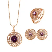 

62421xuping wholesale costume rose gold Luxury Jewellery Set, fashion wedding gold cz diamond jewelry
