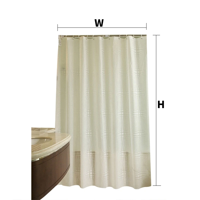 

White Ball Pattern PEVA Bathroom Waterproof Shower Curtain With Plastic Hooks