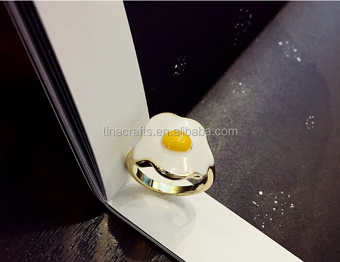 

Fashion Jewelry Cool Enamel Smile Face/Fried eggs Circle Finger Ring