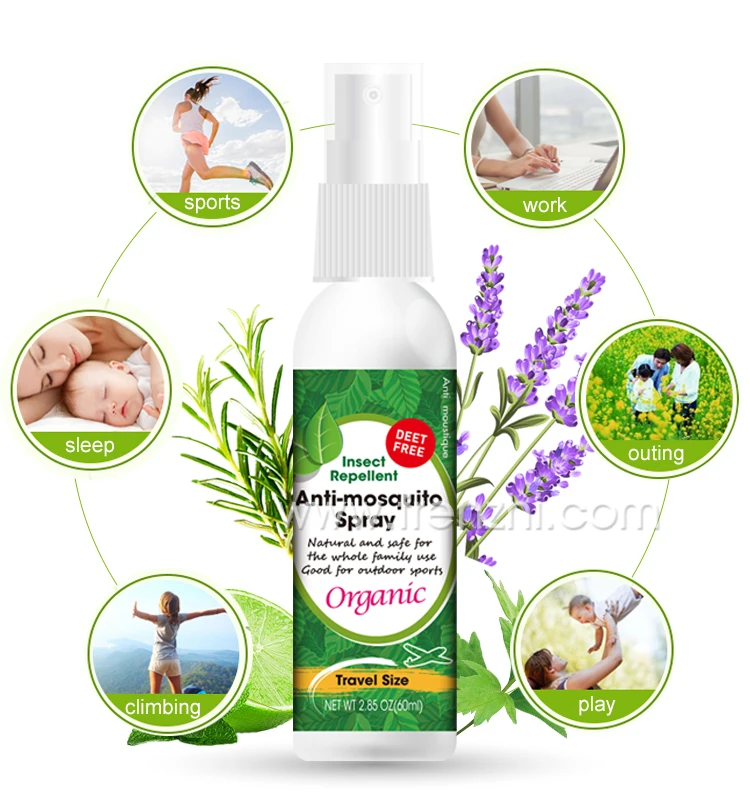 
Deet Free Natural essential oil insect repellent anti mosquito spray for Kids 60ml FZ04 