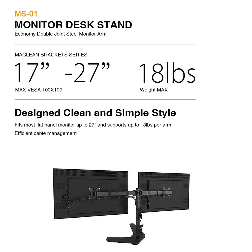 Mg Full Motion Dual Monitor Freestanding Desk Stand Vesa Mount Double