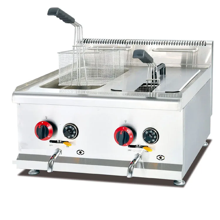 Stainless Steel Commercial Lpg 15 Liters Gas Potato Fryer With Gas