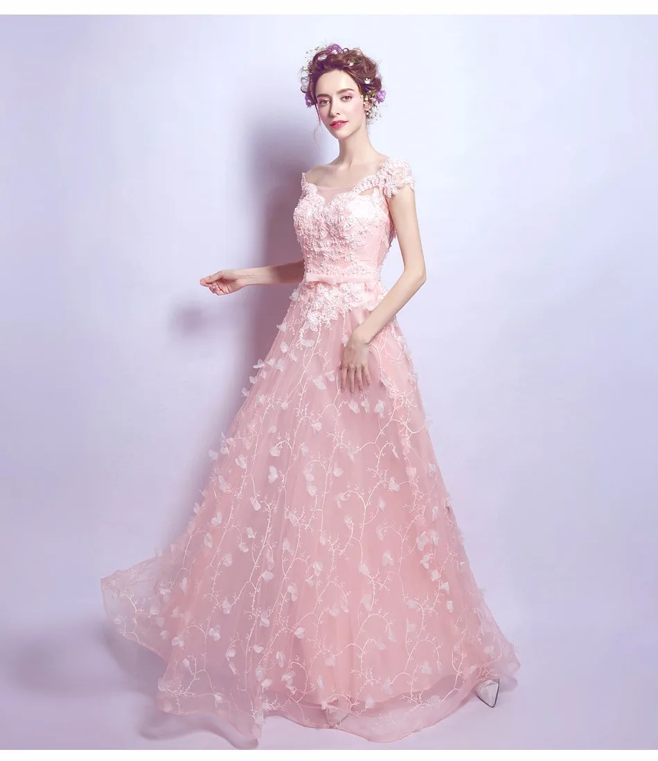 所有行业  服饰 女装 连衣裙  晚礼服  产品描述 露肩袖粉色公主鸡尾