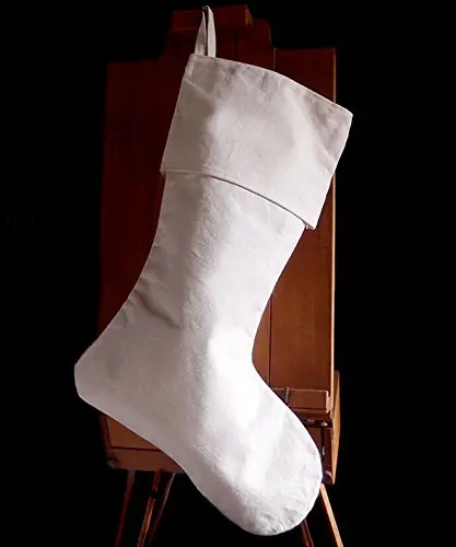 AK-Trading Canvas Holidays Christmas Stockings - Pack of 6 - Natural Canvas, 10" x 24"H x 14" foot