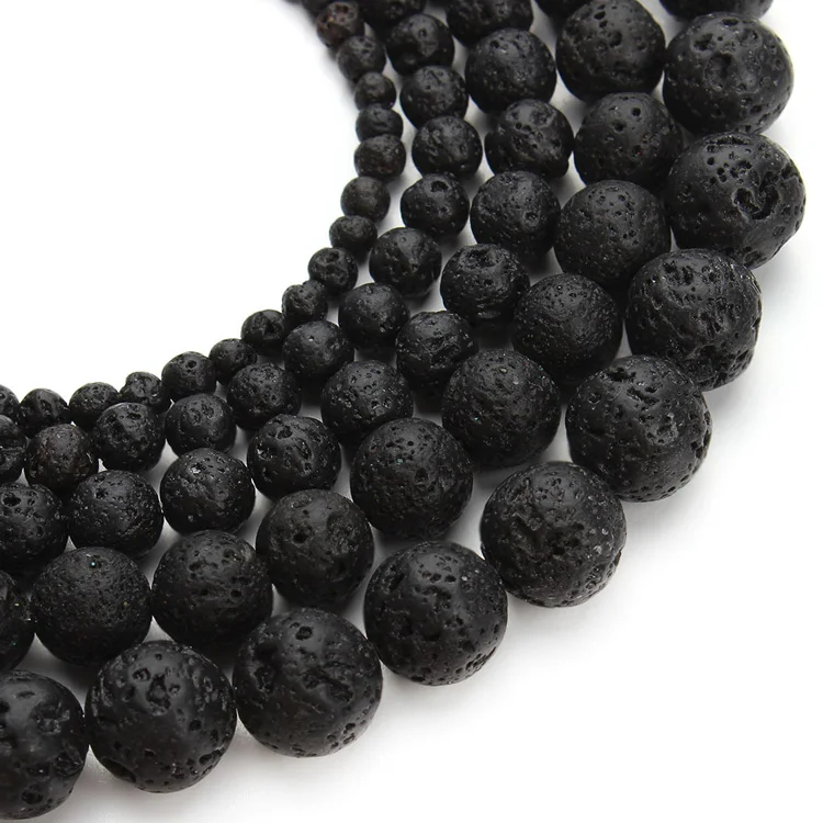 

Volcanic Rock Black Lava Beads Natural Stone Top Quality Round Loose Beads For Jewelry Making Wholesale Accessory