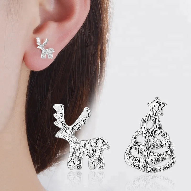 

Cute Christmas Tree Elk Deer Earrings Christmas Ear Ring Jewelry Wholesale, White