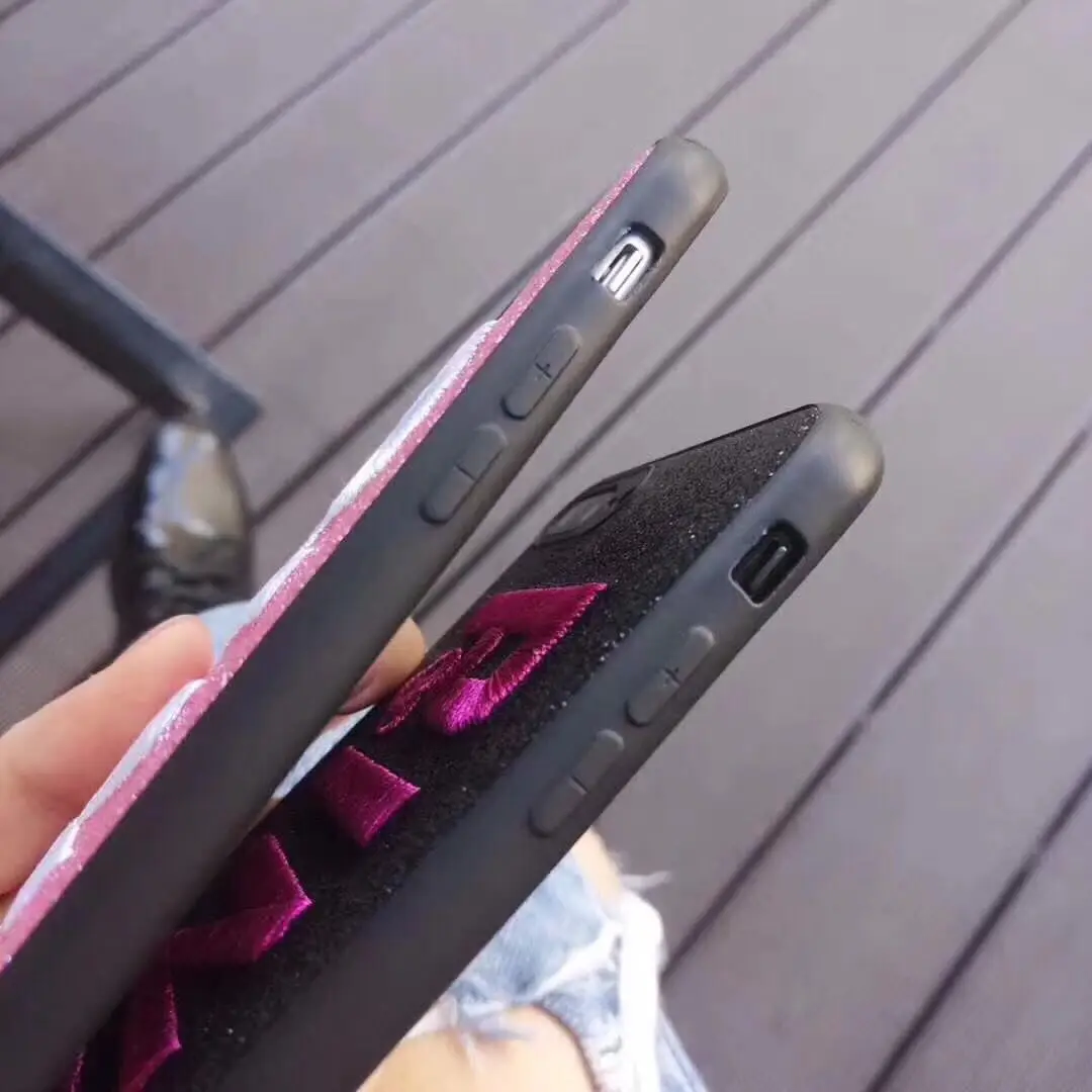 PINK embroidery mobile phone accessories, for iphone x case back, for iphone x pc leather case hard luxury cover for apple