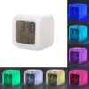 Night Glowing LED Cube 7 Alarm Clock with Thermometer and Calendar Display
