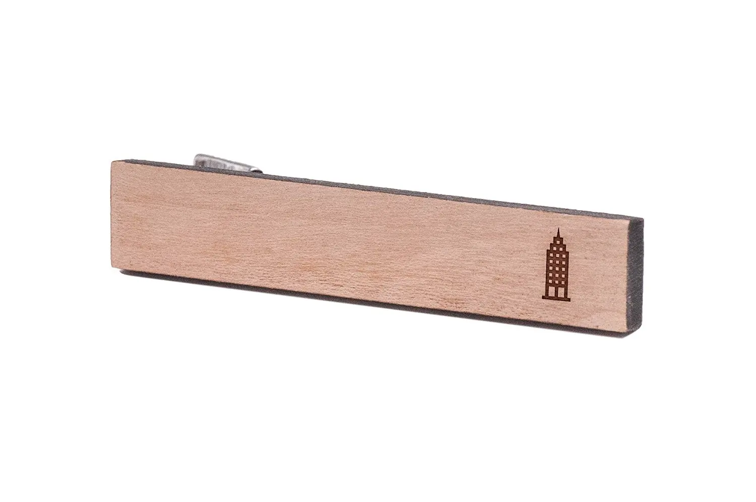 Wooden Accessories Company Wooden Tie Clips with Laser Engraved Learning Book Design Cherry Wood Tie Bar Engraved in The USA