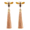 Korean Style Enamel Bee Long tassel Stud earrings Fashion earrings For Girls Wholesale Jewelry Statement Women Earrings