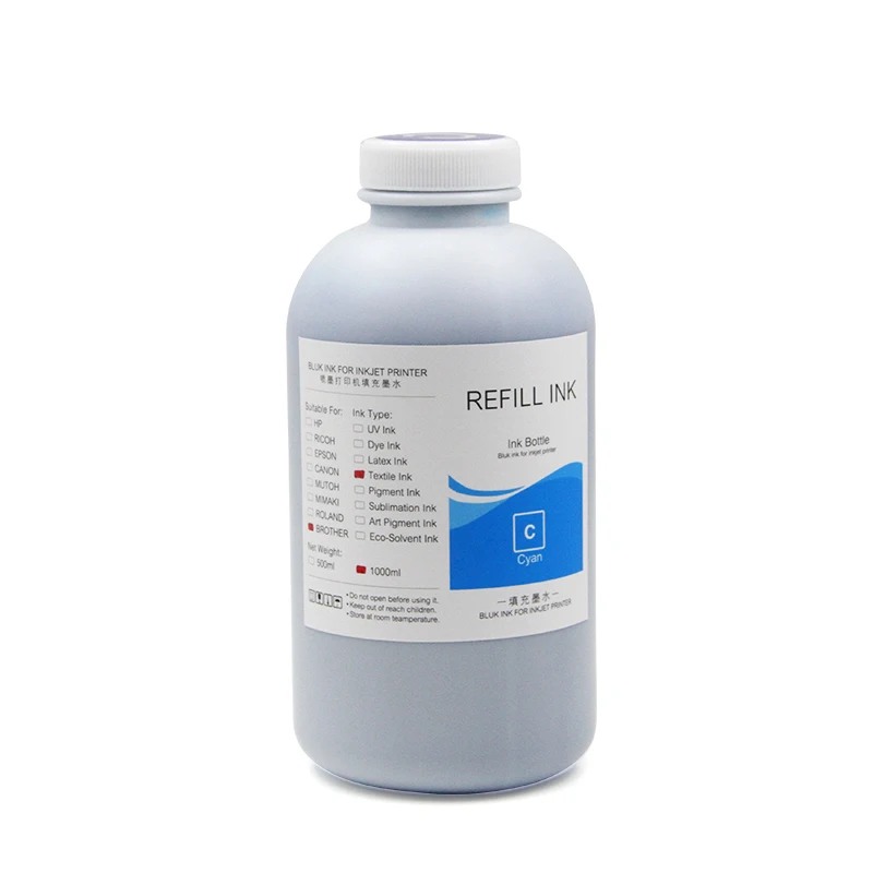 
OCBESTJET Textile Pigment Printing Inks 1000ML/Bottle Gtx For Brother GT 361 GT 381 GT 541 GT782 GT-341 GT-361 GT-381 Printer 