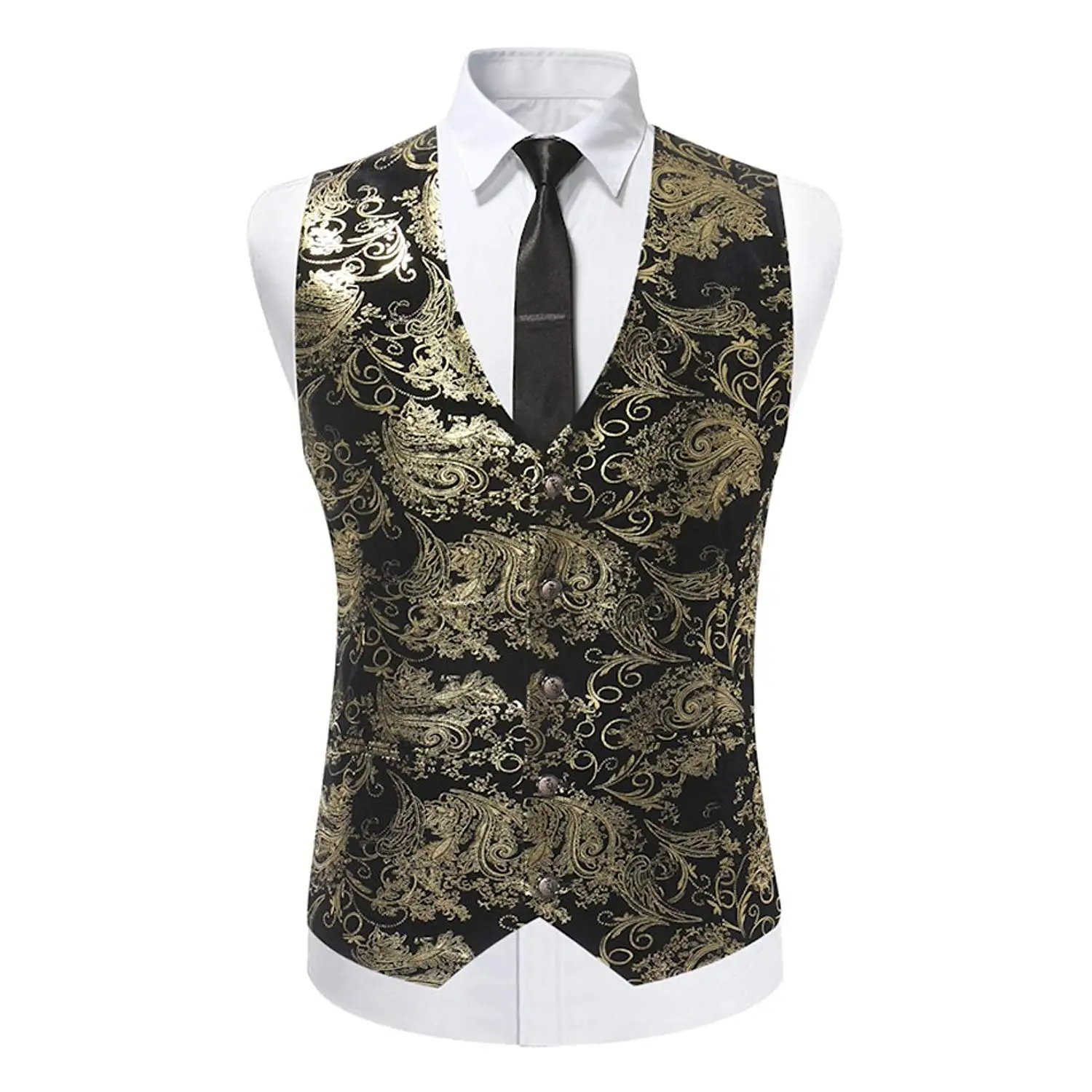 WAWAYA Mens Single Breasted Solid Casual Business Dress Suit Tuxedo Vest