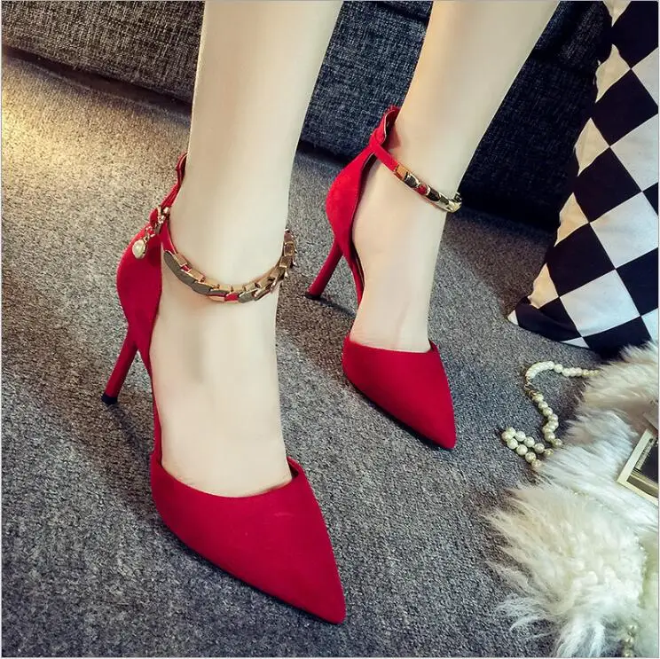 

Ladies Fashion Spring Summer Women Pumps Sweet Shiny High-heeled Shoes, As picture