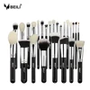 BEILI Shinny black 25 pc makeup brush white Natural Goat Pony Hair Professional Make up Brush Set private label wholesale