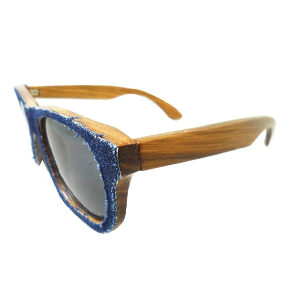 

Customized Logo Denim + Bamboo Frame Sunglasses, Natural wood color